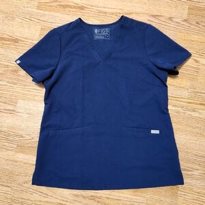 FIGS Scrub Top Womens Medium Navy Blue Casma Technical Collection Three Pocket